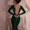 Bodycon Sheath Dress Little Black Long Sleeve Party Dresses Women Clothing Back Full Zipper Robe Sexy Femme Pencil Tight Dress - CelebritystyleFashion.com.au online clothing shop australia