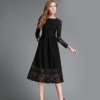 Autumn Hollow Out Elegant White Lace Elegant Party Dress High Quality Women Long Sleeve Casual Dresses H016 - CelebritystyleFashion.com.au online clothing shop australia