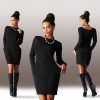New Brand Autumn Winter Women Dress O neck Long Sleeve Office Dress Fashion Slim Bodycon Dress Women's Mini Dresses - CelebritystyleFashion.com.au online clothing shop australia