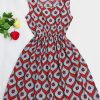 Summer Women dress New Brand Casual Print Sleeveless Chiffon stripe floral print Elastic Waist Bohemian Beach Dresses - CelebritystyleFashion.com.au online clothing shop australia