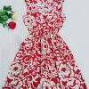 Summer Women dress New Brand Casual Print Sleeveless Chiffon stripe floral print Elastic Waist Bohemian Beach Dresses - CelebritystyleFashion.com.au online clothing shop australia