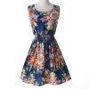 Women casual Bohemian floral flower sleeveless vest printed beach chiffon top dress S092 - CelebritystyleFashion.com.au online clothing shop australia