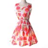 Women casual Bohemian floral flower sleeveless vest printed beach chiffon top dress S092 - CelebritystyleFashion.com.au online clothing shop australia