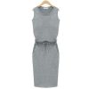 Summer Fashion Women Ladies Casual Dress Round Neck Sleeveless Solid Slim Dresses Plus Size S-4XL - CelebritystyleFashion.com.au online clothing shop australia
