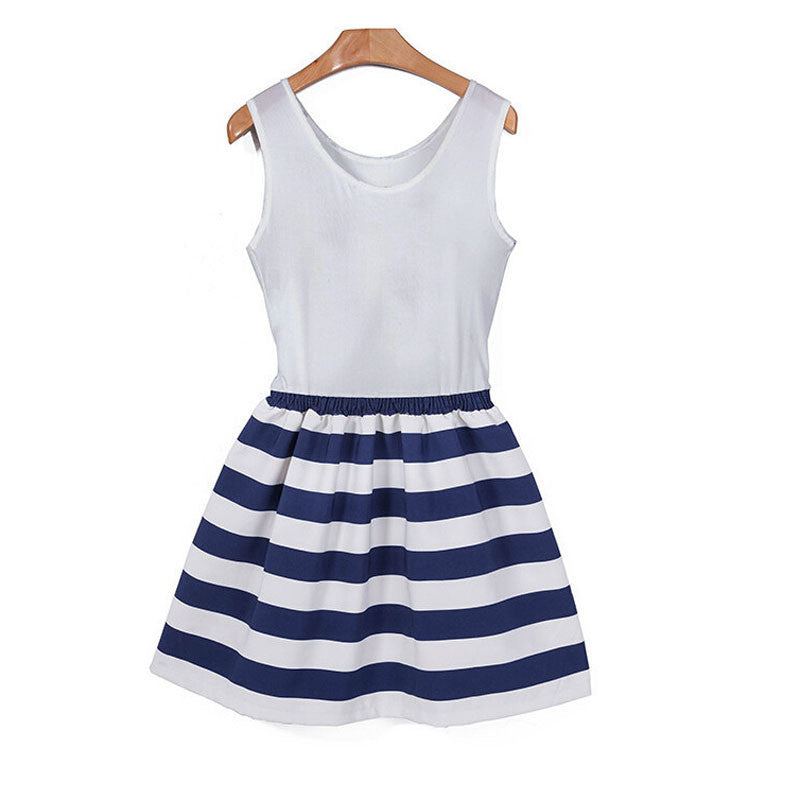 Women Dress Summer Fashion New Striped Patchwork Sleeveless Tank & Vest Dresses Casual O-Neck Plus Size JY004 - CelebritystyleFashion.com.au online clothing shop australia