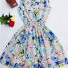 Women casual Bohemian floral leopard sleeveless vest printed beach chiffon dress nz17 - CelebritystyleFashion.com.au online clothing shop australia