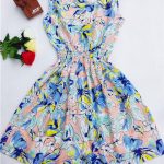 Women casual Bohemian floral leopard sleeveless vest printed beach chiffon dress nz17 - CelebritystyleFashion.com.au online clothing shop australia