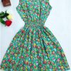 Women casual Bohemian floral leopard sleeveless vest printed beach chiffon dress nz17 - CelebritystyleFashion.com.au online clothing shop australia
