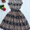 Women casual Bohemian floral leopard sleeveless vest printed beach chiffon dress nz17 - CelebritystyleFashion.com.au online clothing shop australia