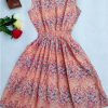 Women casual Bohemian floral leopard sleeveless vest printed beach chiffon dress nz17 - CelebritystyleFashion.com.au online clothing shop australia