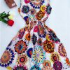 Women casual Bohemian floral leopard sleeveless vest printed beach chiffon dress nz17 - CelebritystyleFashion.com.au online clothing shop australia