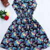 Women casual Bohemian floral leopard sleeveless vest printed beach chiffon dress nz17 - CelebritystyleFashion.com.au online clothing shop australia