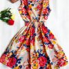 Women casual Bohemian floral leopard sleeveless vest printed beach chiffon dress nz17 - CelebritystyleFashion.com.au online clothing shop australia