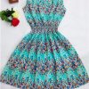 Women casual Bohemian floral leopard sleeveless vest printed beach chiffon dress nz17 - CelebritystyleFashion.com.au online clothing shop australia