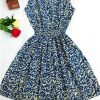 Women casual Bohemian floral leopard sleeveless vest printed beach chiffon dress nz17 - CelebritystyleFashion.com.au online clothing shop australia