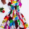 Women casual Bohemian floral leopard sleeveless vest printed beach chiffon dress nz17 - CelebritystyleFashion.com.au online clothing shop australia