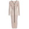 Autumn Maxi Simple Round Collar Knee-Length Sexy Elegant Dress Long Sleeve Full Zipper Tight Design Fitted Dresses Women Vestido - CelebritystyleFashion.com.au online clothing shop australia