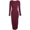 Autumn Maxi Simple Round Collar Knee-Length Sexy Elegant Dress Long Sleeve Full Zipper Tight Design Fitted Dresses Women Vestido - CelebritystyleFashion.com.au online clothing shop australia