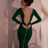 Autumn Maxi Simple Round Collar Knee-Length Sexy Elegant Dress Long Sleeve Full Zipper Tight Design Fitted Dresses Women Vestido - CelebritystyleFashion.com.au online clothing shop australia