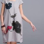 New Fashion Summer Arts style High Quality cotton linen Loose casual Women Dresses Vintage Ink Printing Short sleeve Dress - CelebritystyleFashion.com.au online clothing shop australia