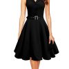 50s 60s Women Vintage Dresses Summer Elegant Dress Sleeveless Party Dresses dark blue style a line rockabilly dress - CelebritystyleFashion.com.au online clothing shop australia