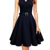50s 60s Women Vintage Dresses Summer Elegant Dress Sleeveless Party Dresses dark blue style a line rockabilly dress - CelebritystyleFashion.com.au online clothing shop australia