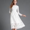 New European Spring Women's Lace Hollow Out Long Dresses Bohemian Femme Casual Clothing Women Sexy Slim Party Dress Vestido - CelebritystyleFashion.com.au online clothing shop australia