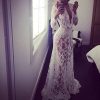 Summer European Style Womens Sexy Lace Embroidery Maxi Solid White Dress Long Sleeve Deep V Neck Vestidos Plus Size S-XL - CelebritystyleFashion.com.au online clothing shop australia