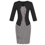 Women Fashion Autumn Spring Style Faux Two Piece Elegant Plaid Long Sleeve Pencil Dresses Office Wear Work Outfits S122 - CelebritystyleFashion.com.au online clothing shop australia