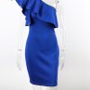 Autumn sexy ruffles black women short dress One shoulder white bodycon dress Sleeveless party vestidos winter dress - CelebritystyleFashion.com.au online clothing shop australia