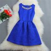 Size S-2XL New Spring Summer Autumn Women O-neck Sleeveless Solid Color Appliques Ball Gown Base Dresses Vestidos Sundress - CelebritystyleFashion.com.au online clothing shop australia