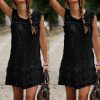 Fashion Summer Dress Casual Solid Sleeveless O-Neck Plus Size Loose Beach Lace Party Women Dresses New Sexy Mini Vestidos - CelebritystyleFashion.com.au online clothing shop australia