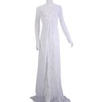 Maxi Plus Size Women Floor-Length Black White Autumn Lace Dress Adjust Waist Sexy See Through Floral Vestido DR5046 - CelebritystyleFashion.com.au online clothing shop australia