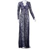 Maxi Plus Size Women Floor-Length Black White Autumn Lace Dress Adjust Waist Sexy See Through Floral Vestido DR5046 - CelebritystyleFashion.com.au online clothing shop australia