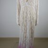 Maxi Plus Size Women Floor-Length Black White Autumn Lace Dress Adjust Waist Sexy See Through Floral Vestido DR5046 - CelebritystyleFashion.com.au online clothing shop australia