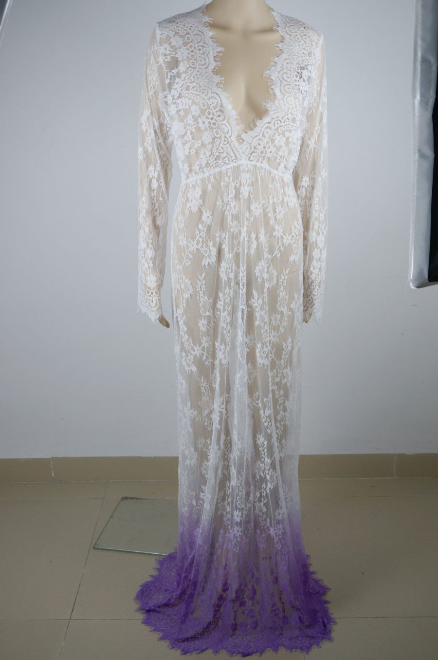Maxi Plus Size Women Floor-Length Black White Autumn Lace Dress Adjust Waist Sexy See Through Floral Vestido DR5046 - CelebritystyleFashion.com.au online clothing shop australia