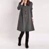5 Color Autumn Women Long Sleeve Pockets Dress Ladies Casual Loose Solid V Neck Dresses Plus Size - CelebritystyleFashion.com.au online clothing shop australia