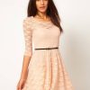 Sexy Spoon Neck 3/4 Sleeve Belt Include Lace colorful Sakter Dress, WL2189 - CelebritystyleFashion.com.au online clothing shop australia